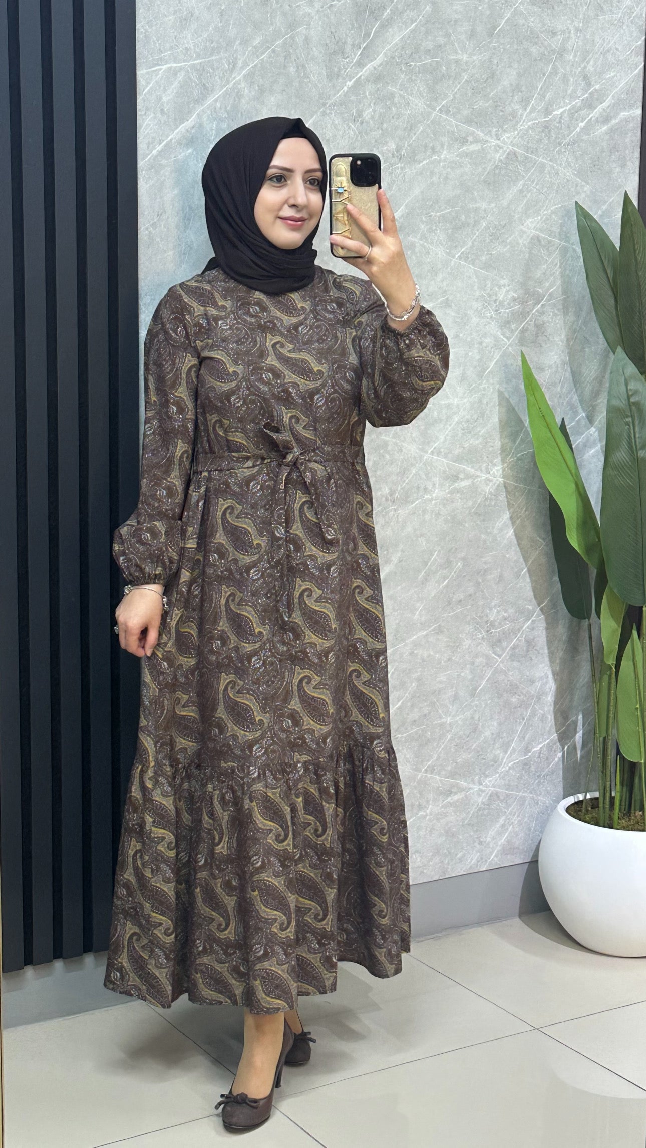 Armine trend etnik desenli elbise 35YT935