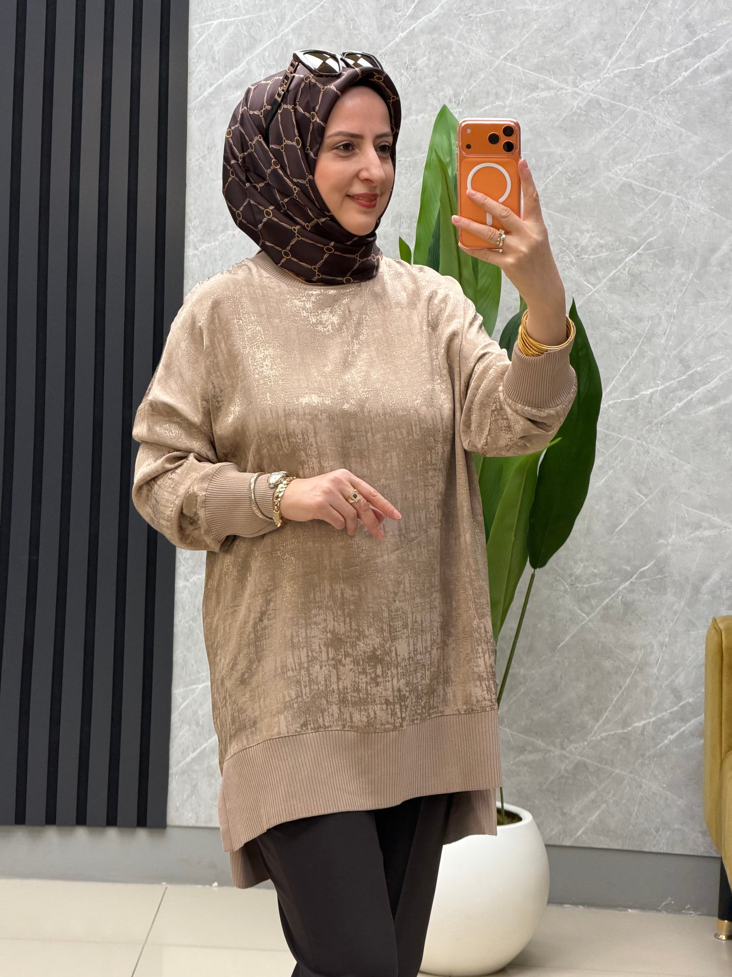 NUSS 3013 ipek saten tunik