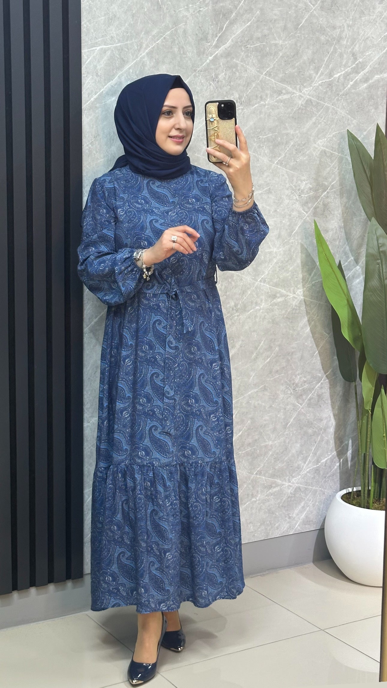 Armine trend etnik desenli elbise 35YT935