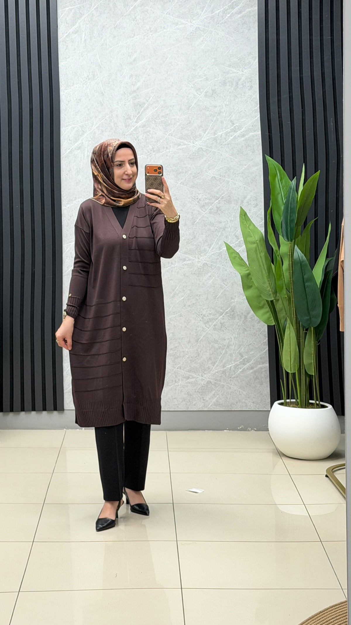 Armine Trend Çizgi Detaylı V Yaka Hırka / Ürün Kodu : 26KTD501