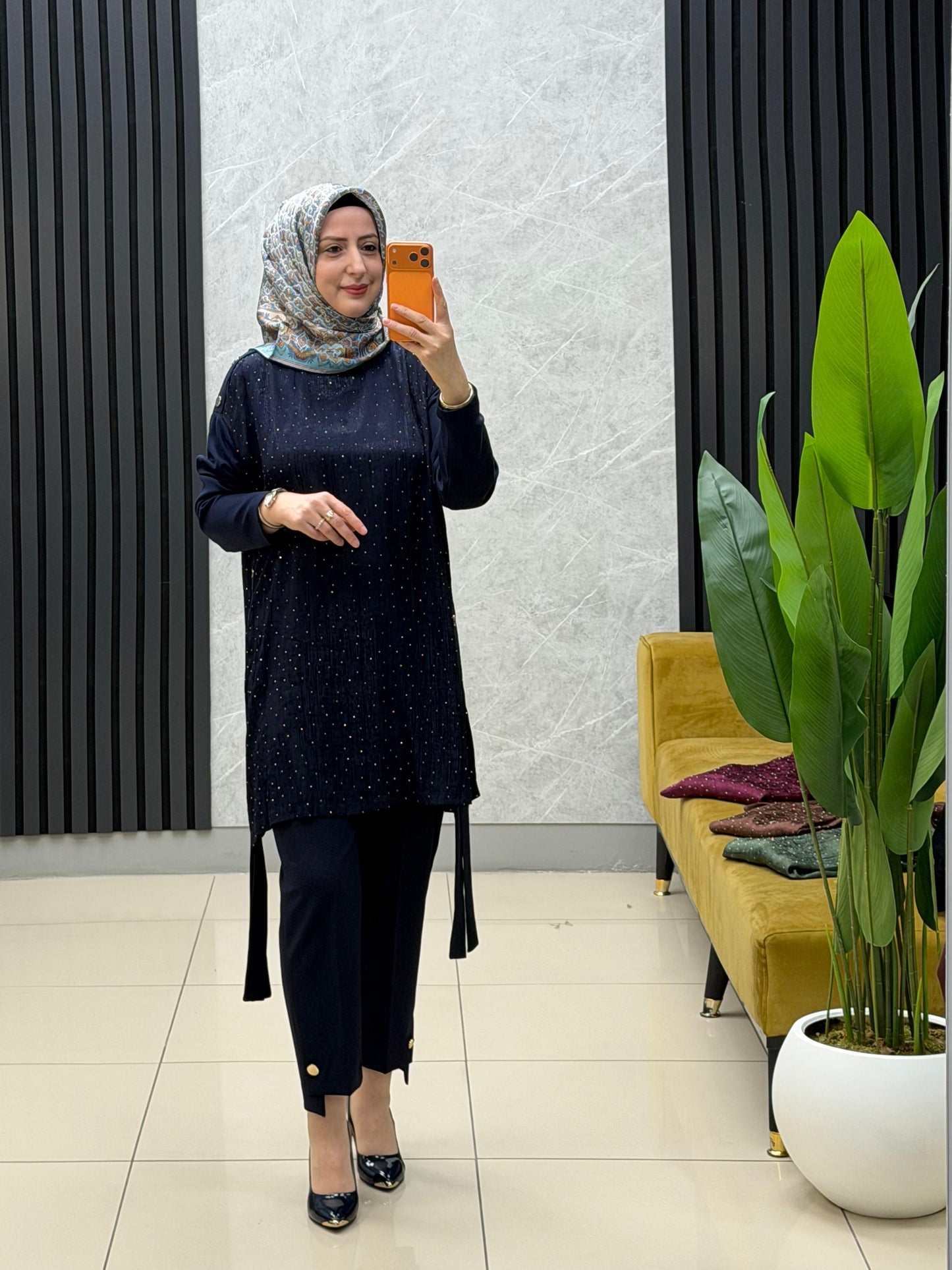 Miss esse serpme taşlı jakarlı tunik Kod: 3284