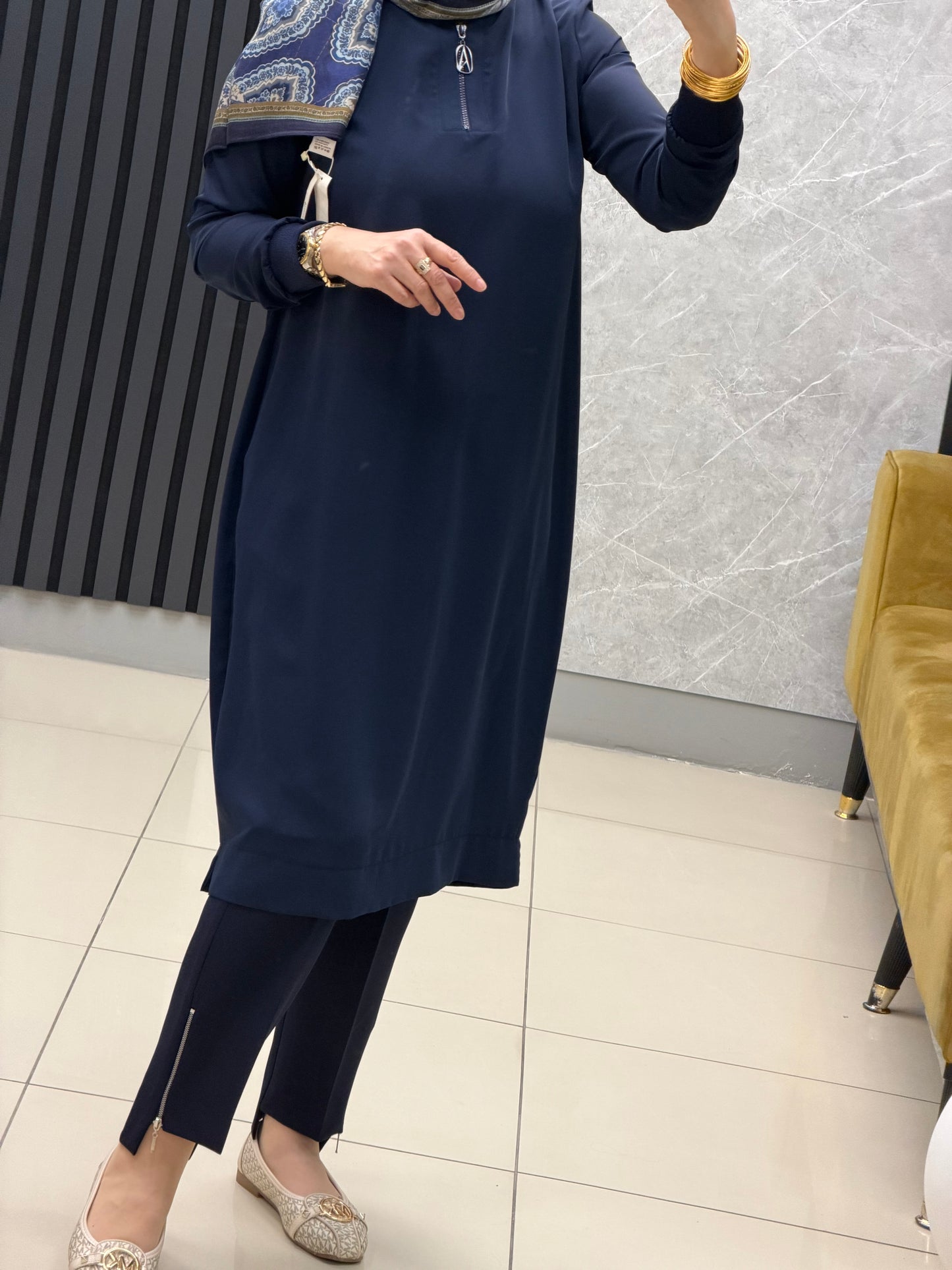 Armine trend ipek krep fermuarlı tunik kod:26YT445