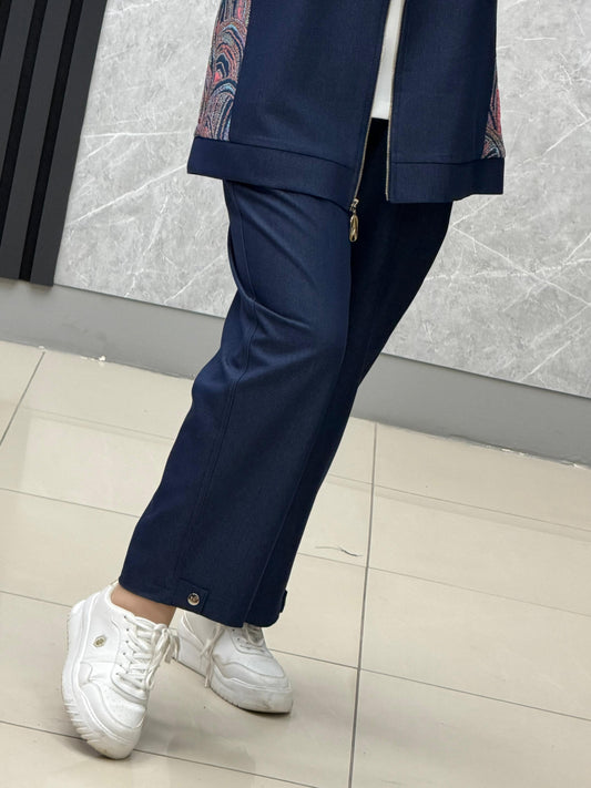 Armine denim takım sırtı nakışlı ceketi fermuarlı model
26YT631