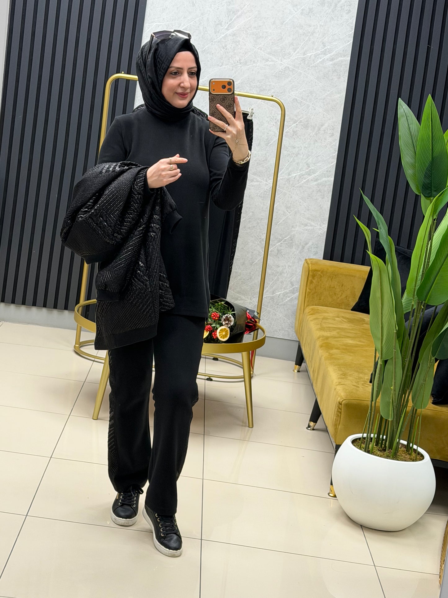 Pureva jakar çeketli bonber çeketli 3 lü takım