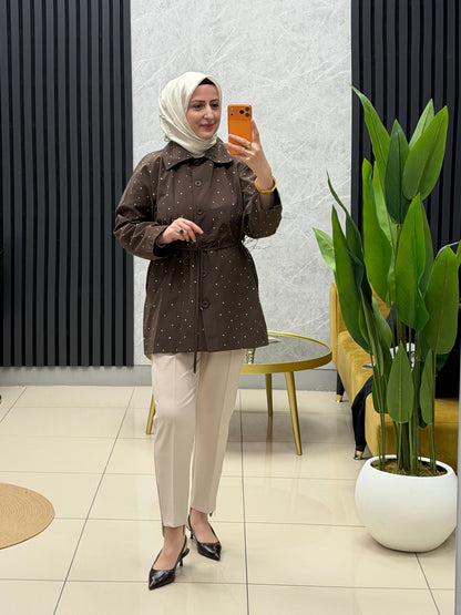 Aynaz serpma taşlı iç astarlı ceket/gömlek  140251