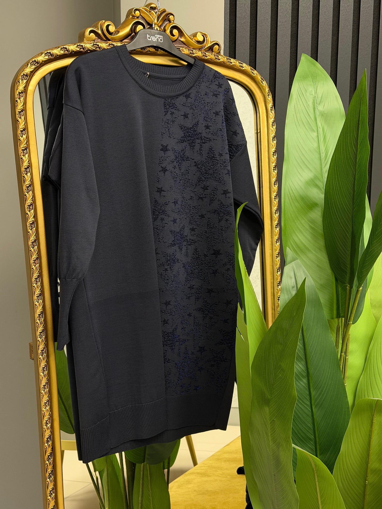 Soguk iplik merserize yıldızlı tunik