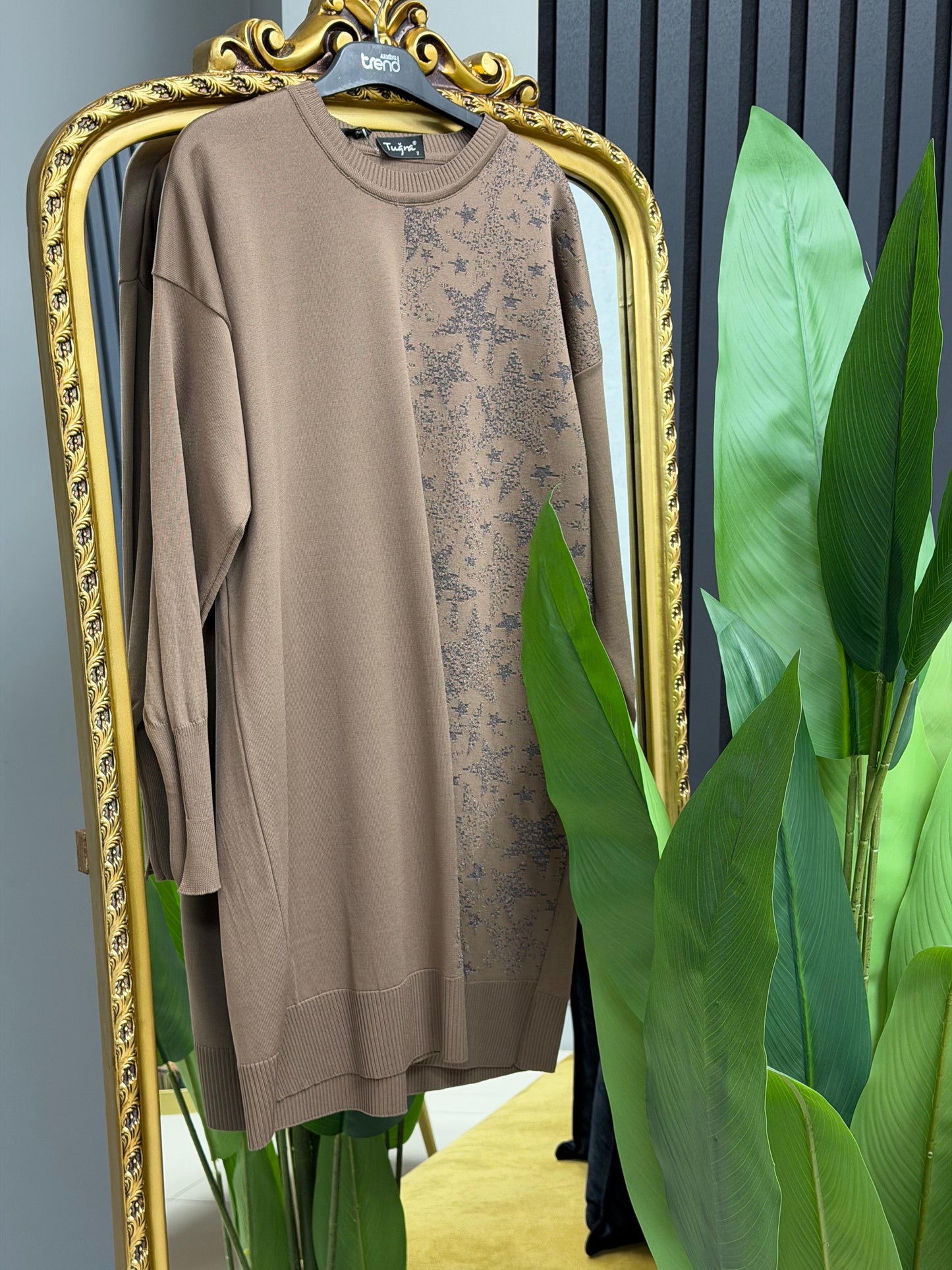 Soguk iplik merserize yıldızlı tunik