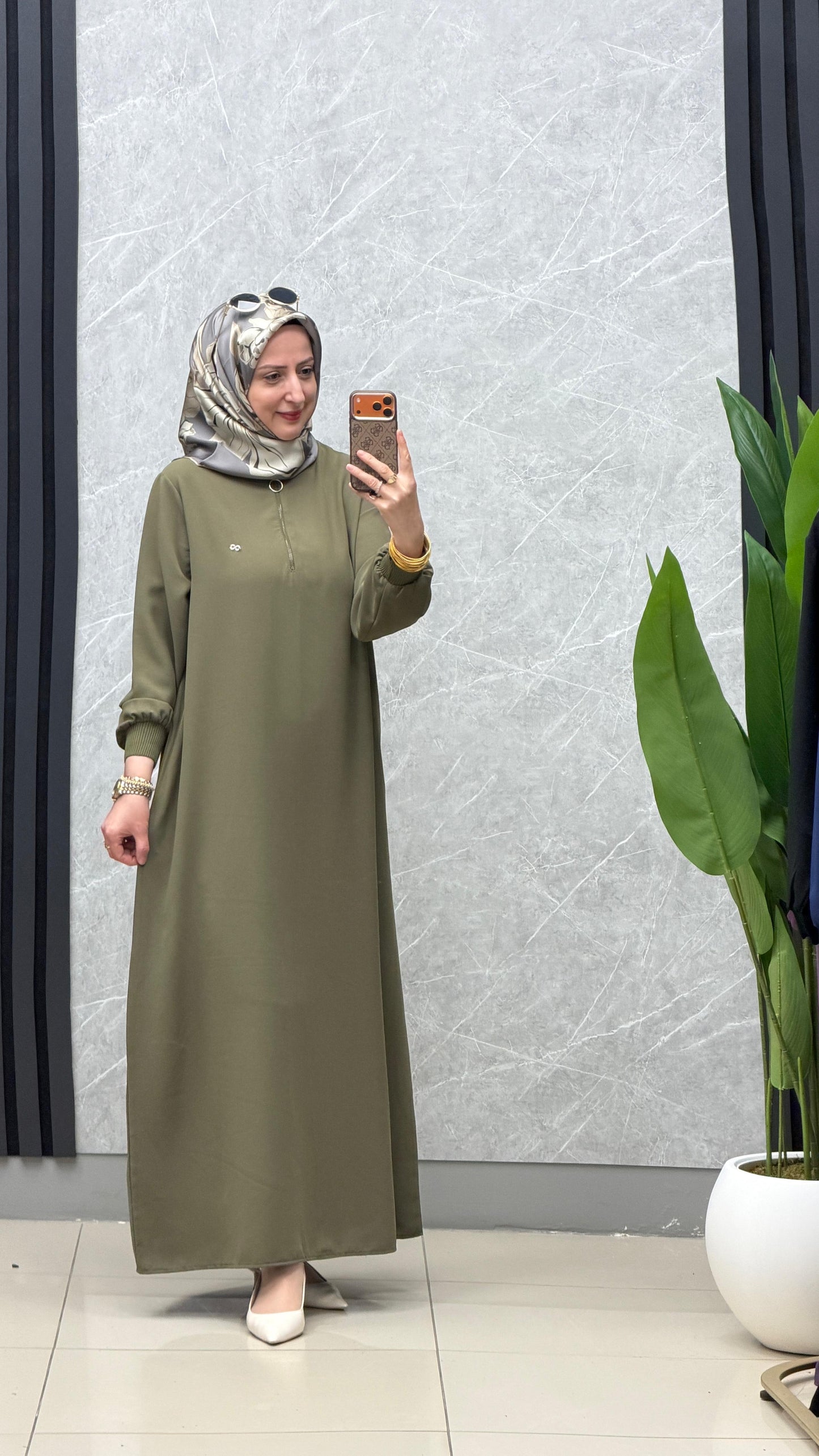 Kado Önü yarım fermuarlı ribanalı cepli elbise kod: 251292