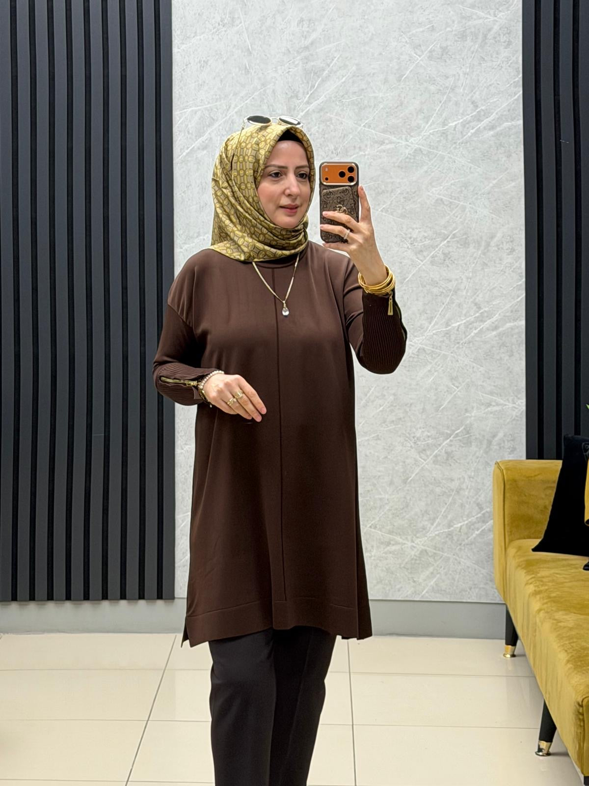 Tuğra Soğuk iplik merserize fermuarlı tunik