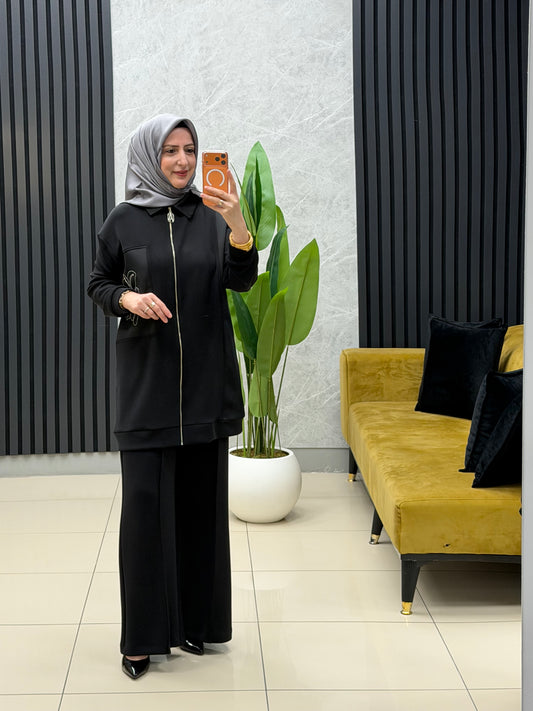 Armine trend yaka saten göğüs işlemeli Oysho takım