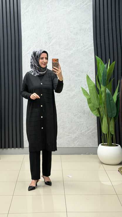 Armine Trend Çizgi Detaylı V Yaka Hırka / Ürün Kodu : 26KTD501