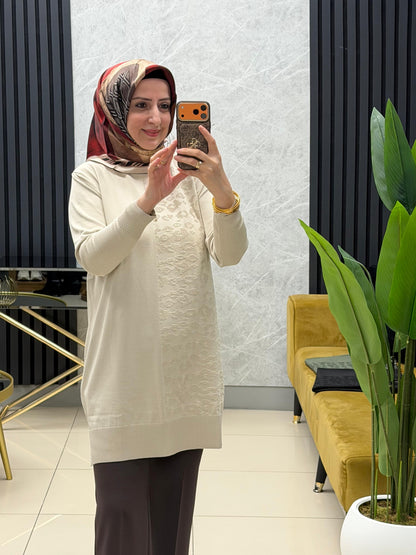 Tuğra tek taraflı leopar tunik