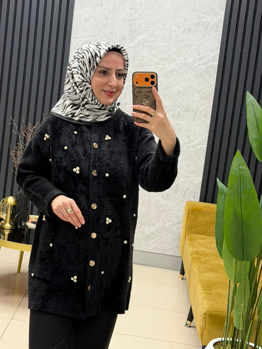 Angora taşlı ceket