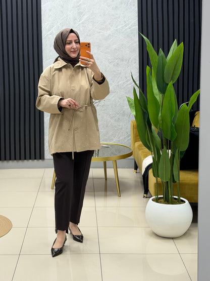 Aynaz serpma taşlı iç astarlı ceket/gömlek  140251