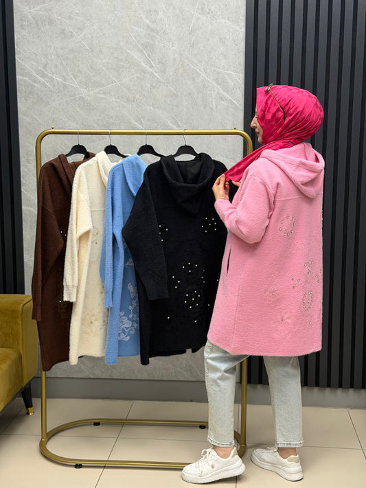 Arkası işlemeli Angora çeket 251456