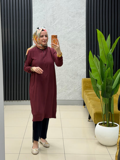 Armine trend ipek krep fermuarlı tunik kod:26YT445