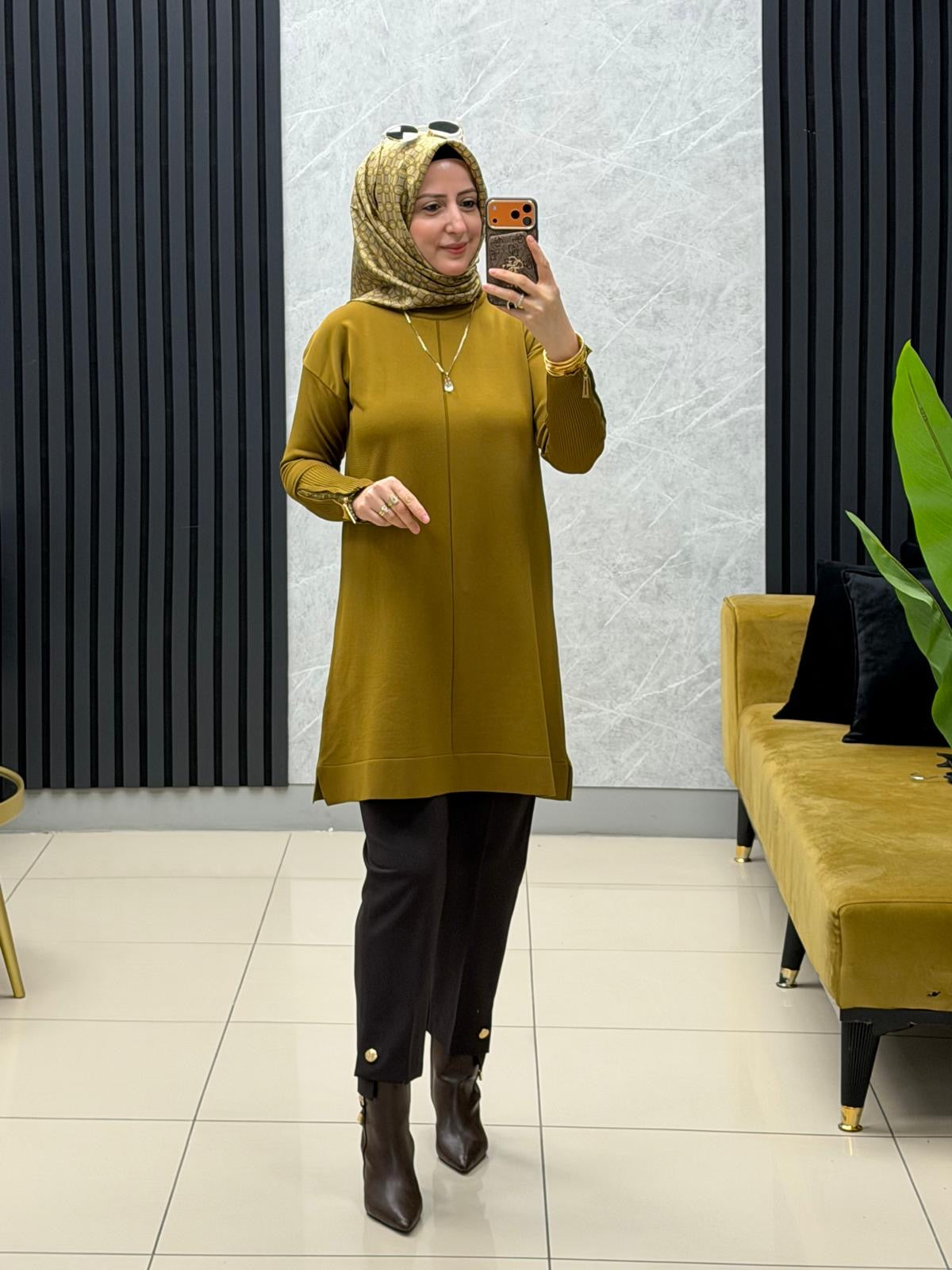 Tuğra Soğuk iplik merserize fermuarlı tunik