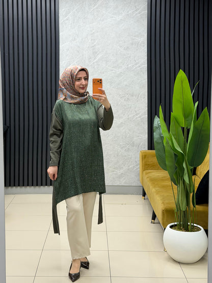 Miss esse serpme taşlı jakarlı tunik Kod: 3284