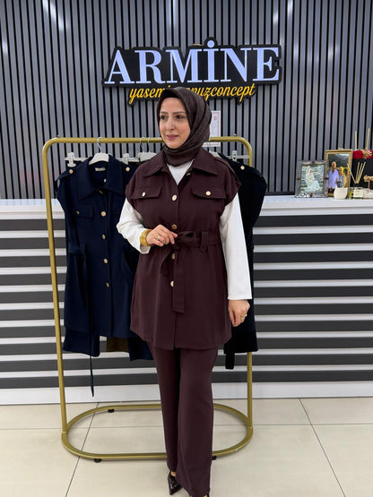 Kado Yelekli takım düğmeli Kuşaklı  257119