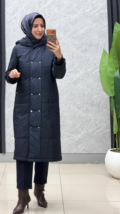 Armine Trend Tam Boy Çıtçıt Düğmeli Çift Cepli Mont / Ürün Kodu: 25KT751