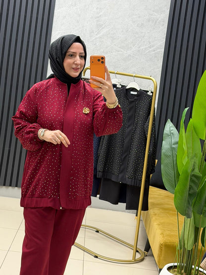 Mis esse serpme taşlı fermuarlı broslu takim 8183