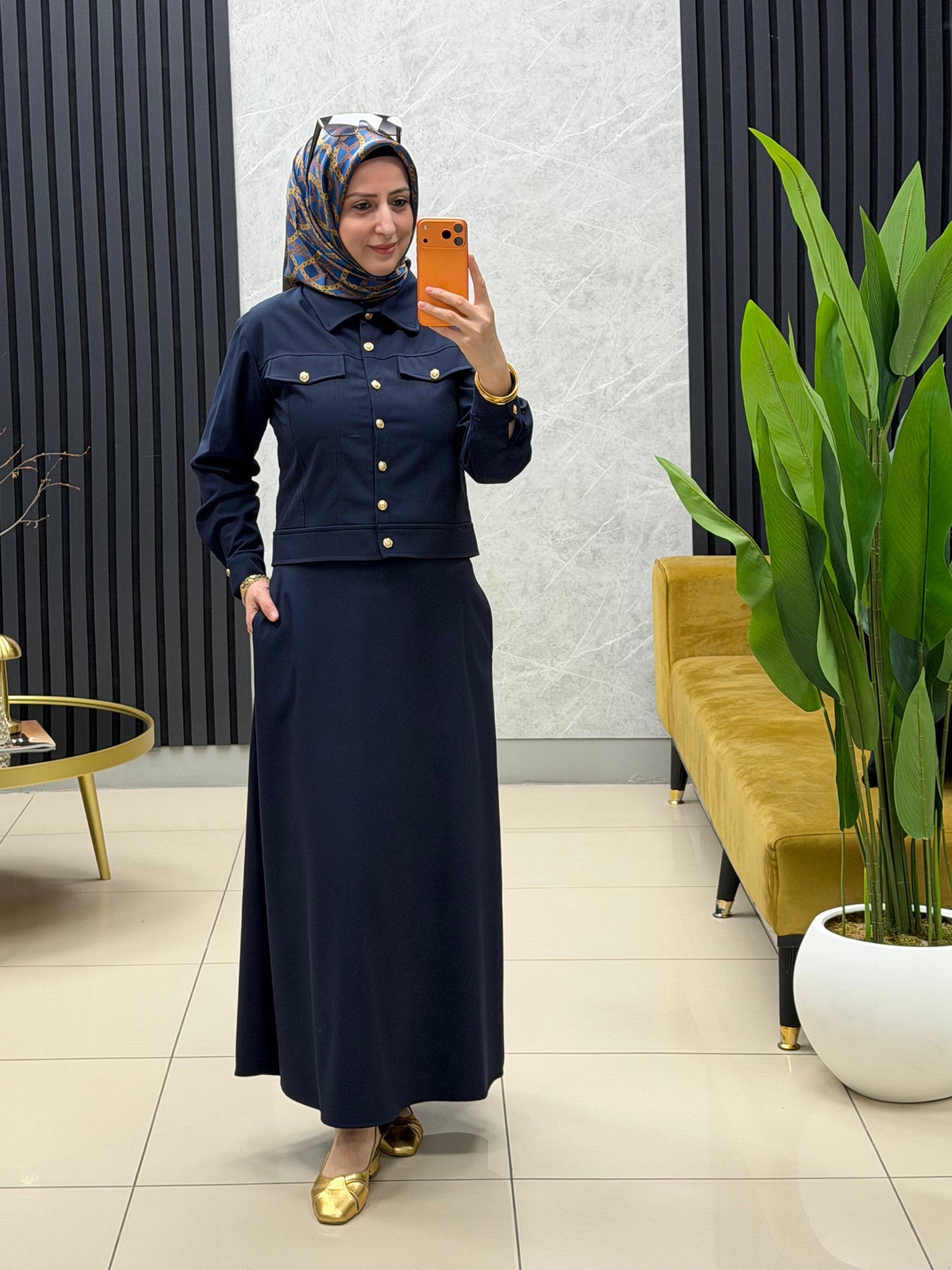 ARMİNE TREND LACİVERT GOLD DÜGMELİ ETEKLİ TAKIM 26YT683