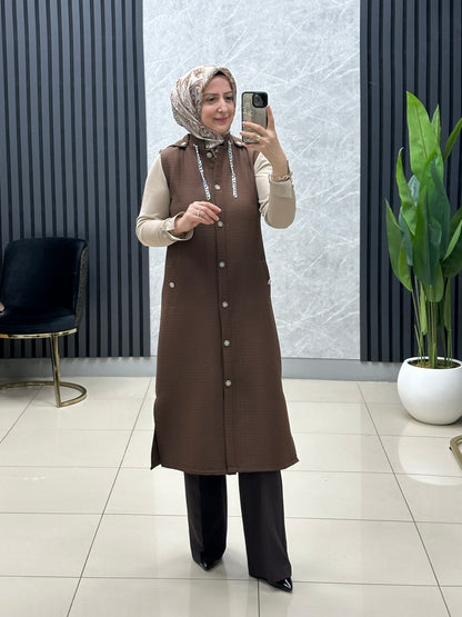 Kapitone uzun boy yelek