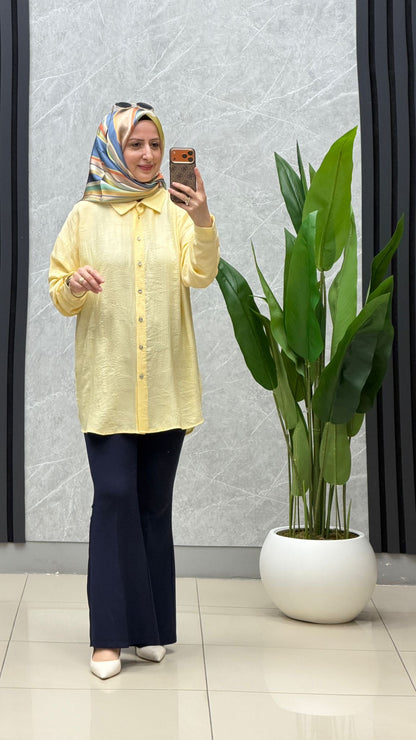 Kado kendinden desenli oversize gömlek kod:263416