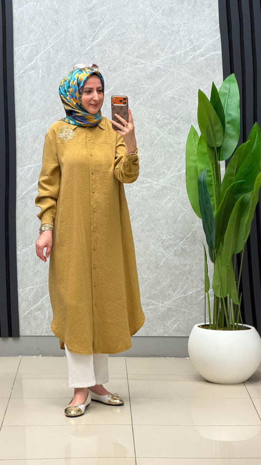 Armine Trend Yaka Aksesuar Detay Tunik / Ürün kod ARM403