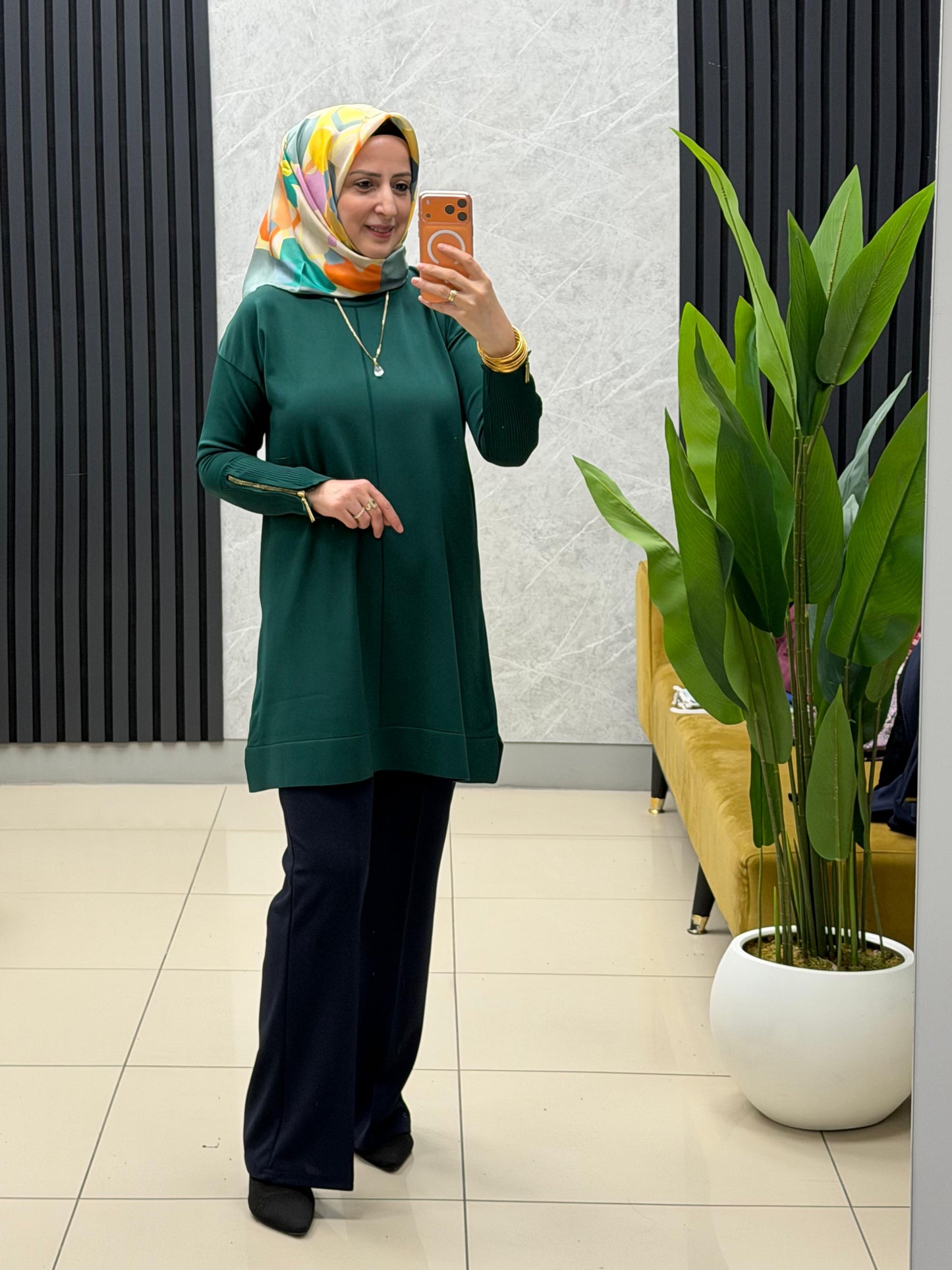 Tuğra Soğuk iplik merserize fermuarlı tunik