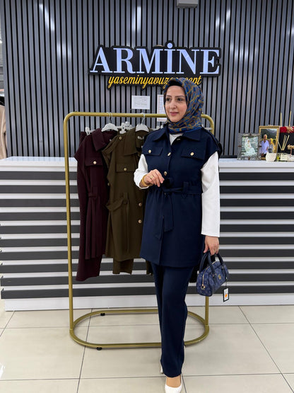 Kado Yelekli takım düğmeli Kuşaklı  257119