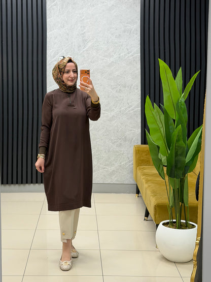 Armine trend ipek krep fermuarlı tunik kod:26YT445