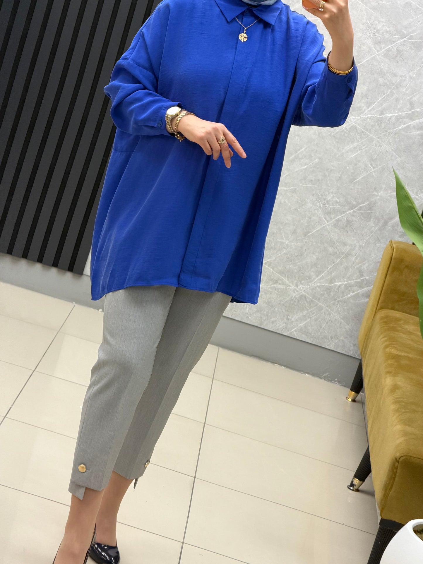 NUSS Akdeniz gömlek oversize standart beden 26k3001