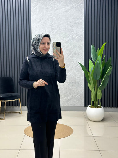 Omzu taş detaylı Angora kazak