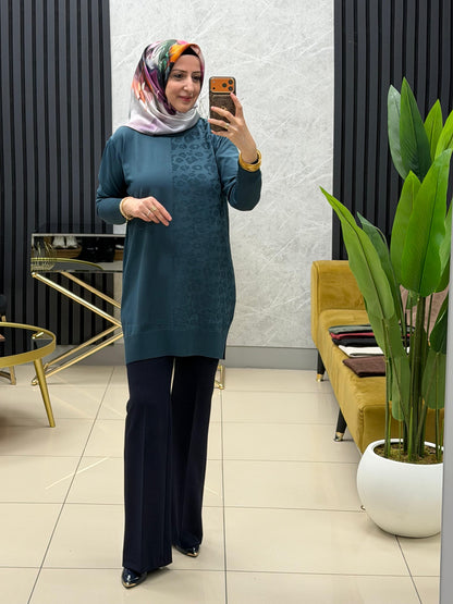 Tuğra tek taraflı leopar tunik