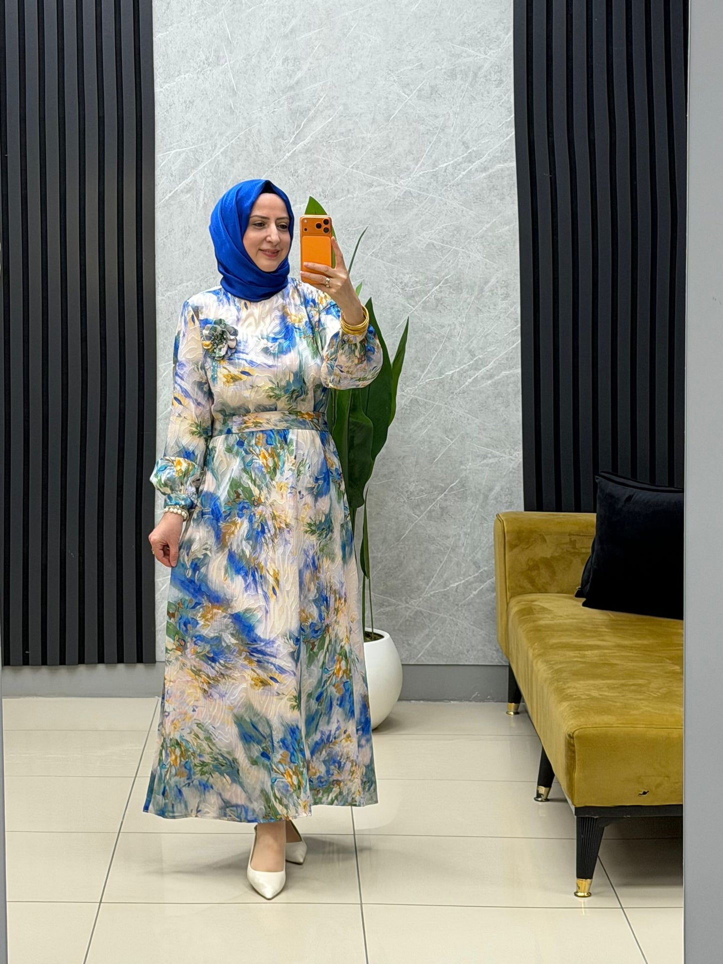 Orhan Store mavi çiçekli elbise 
Kod: 08-1870