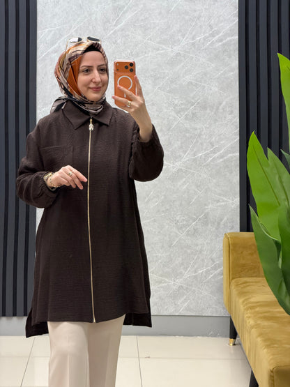 Armine trend fermuarlı cepli kabartmalı tunik
Kod: 26yt460