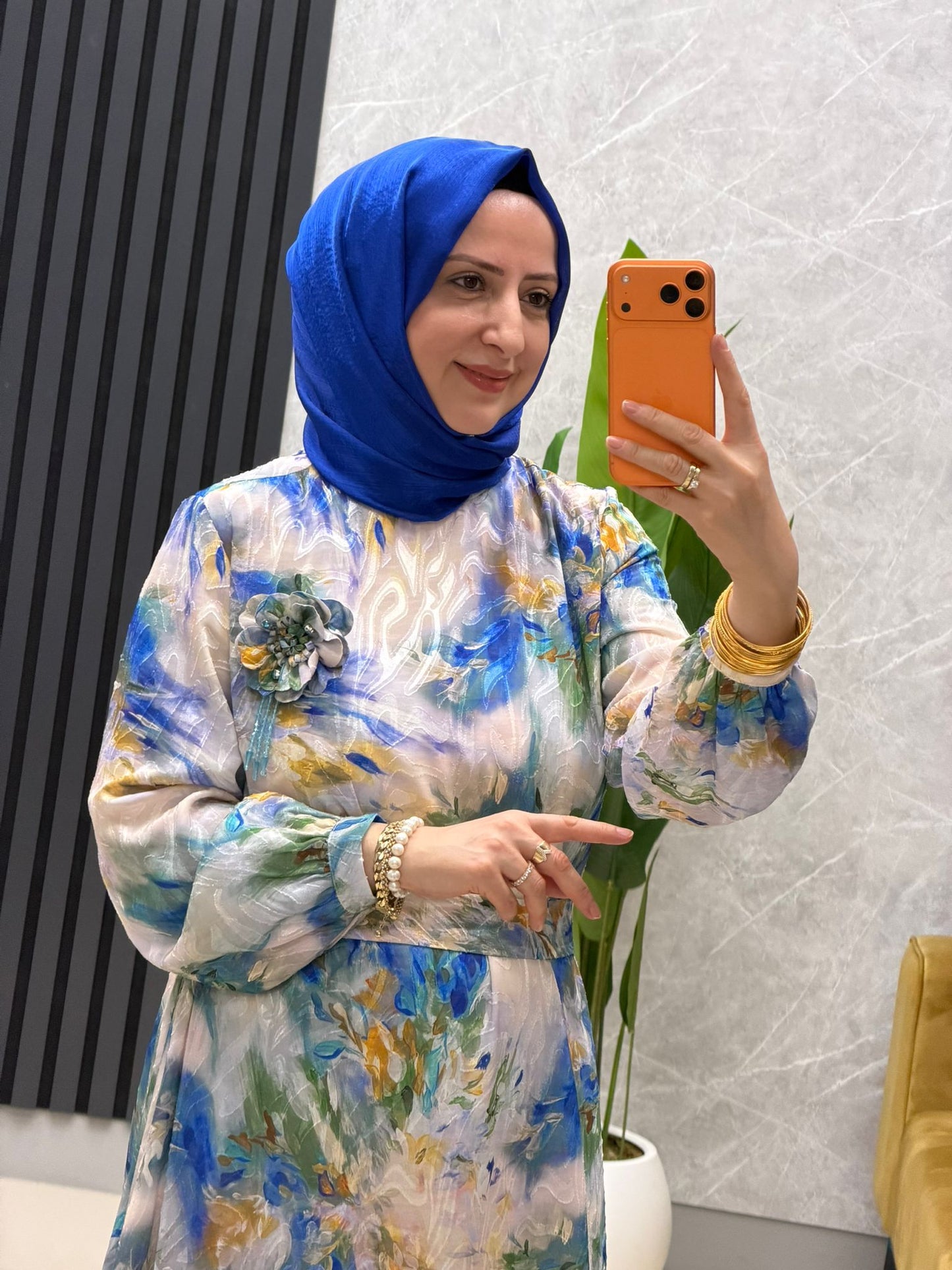 Orhan Store mavi çiçekli elbise 
Kod: 08-1870