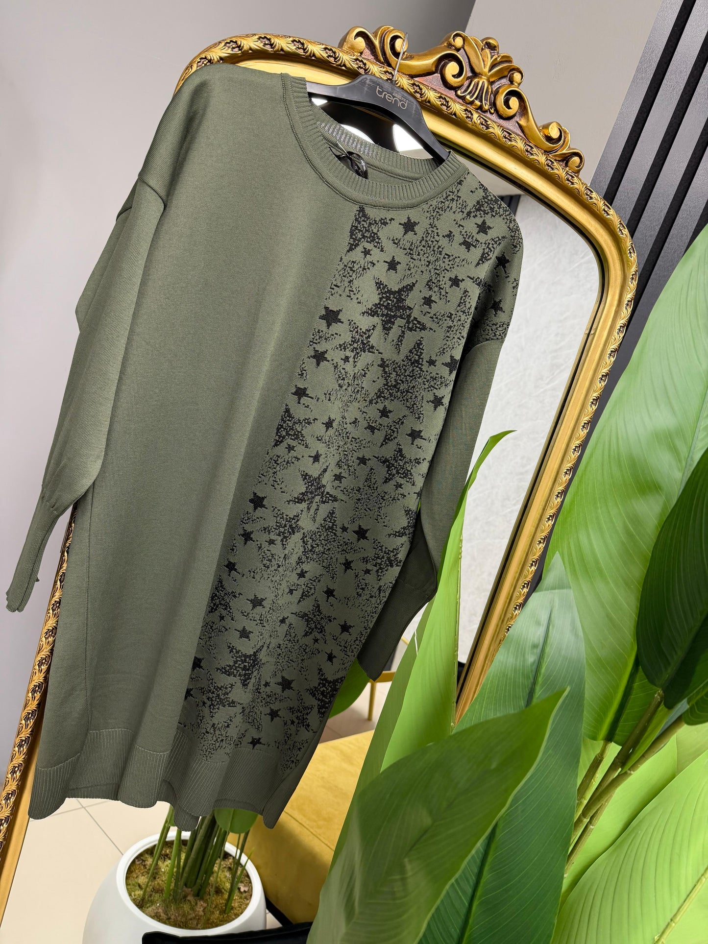 Soguk iplik merserize yıldızlı tunik