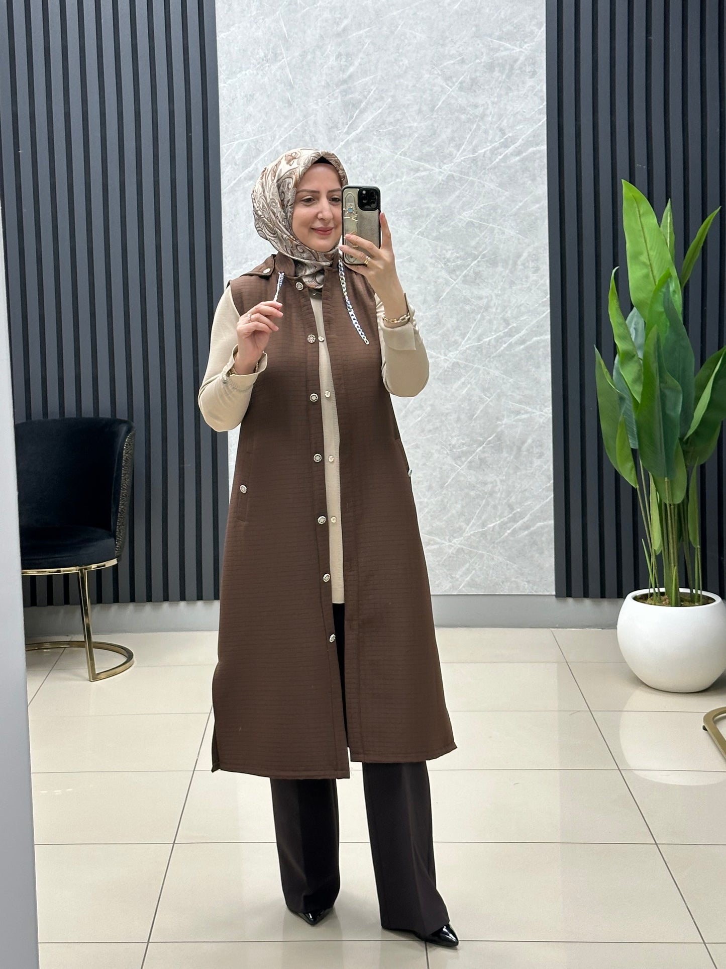 Kapitone uzun boy yelek