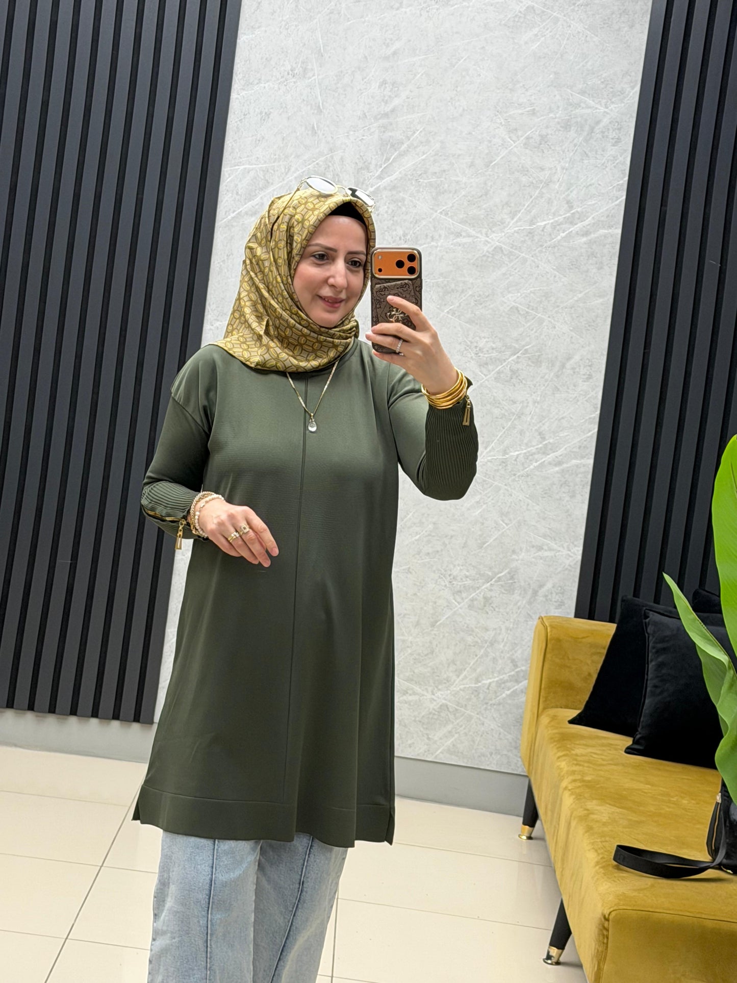 Tuğra Soğuk iplik merserize fermuarlı tunik