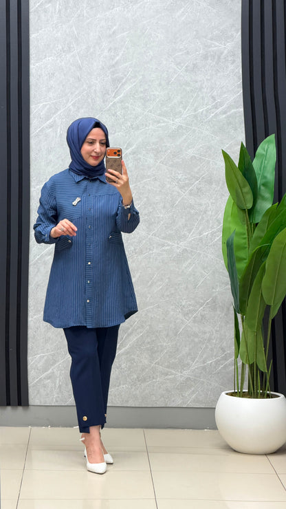 Armine Trend Çizgi Desen Tunik / Ürün Kodu : 26YT401