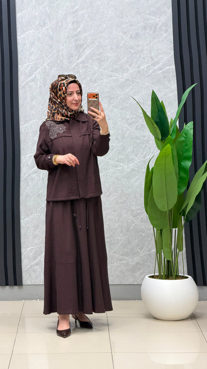 Armine Trend Gofre Kumaş Çiçek Detay Takım / Ürün Kodu : 26YT695
