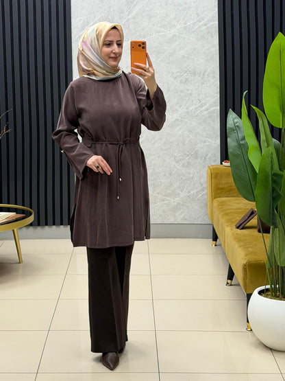 Noshe Kuşaklı ipek kupra tunik 4655