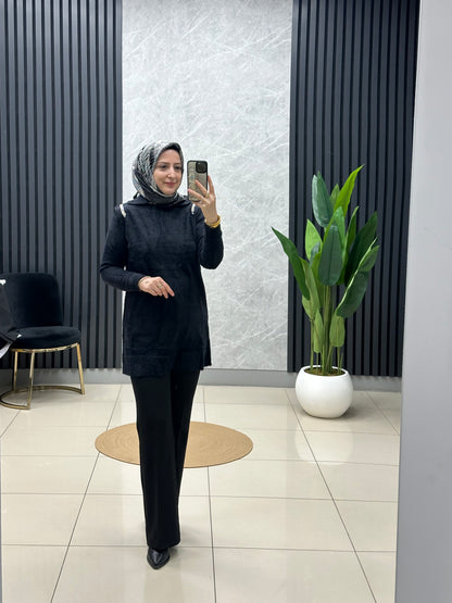 Omzu taş detaylı Angora kazak