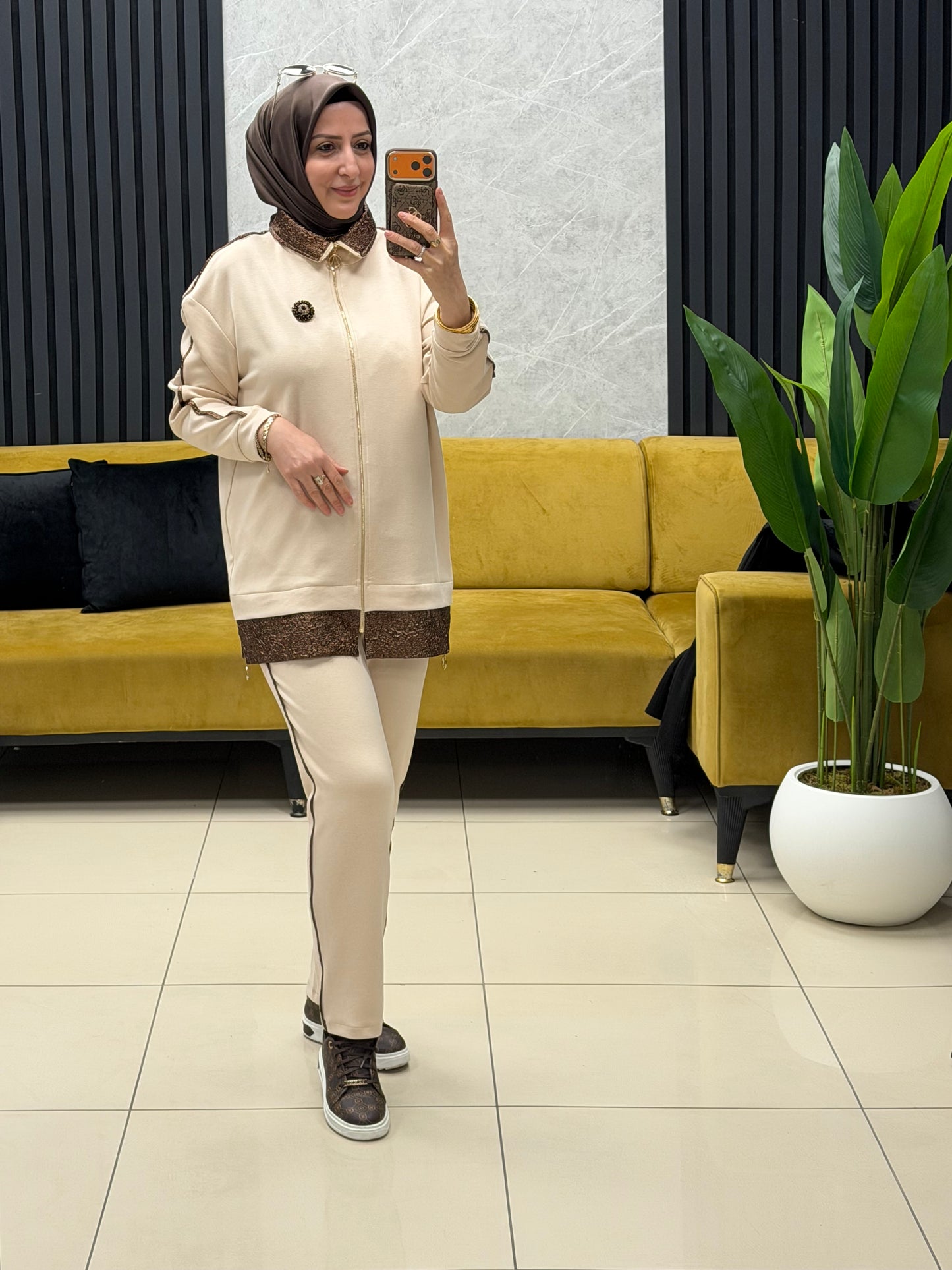 Endiva modal kumaş jakarlı takım