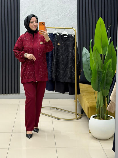 Mis esse serpme taşlı fermuarlı broslu takim 8183