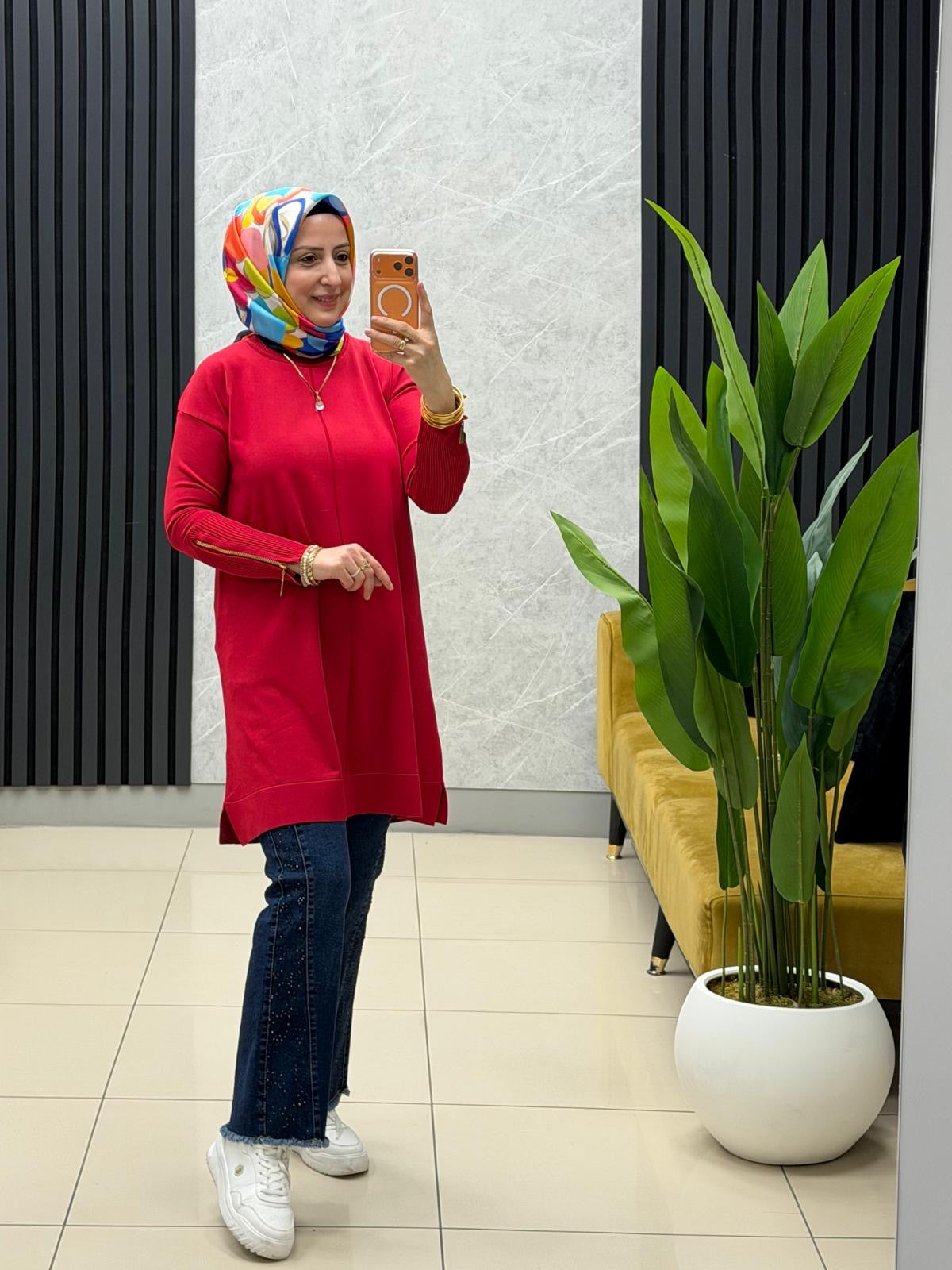 Tuğra Soğuk iplik merserize fermuarlı tunik