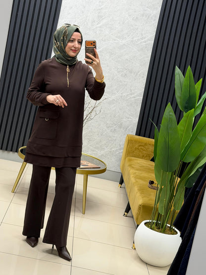 ARMİNE TREND 
YARIM FERMUARLI CEPLİ TUNİK 25KT463