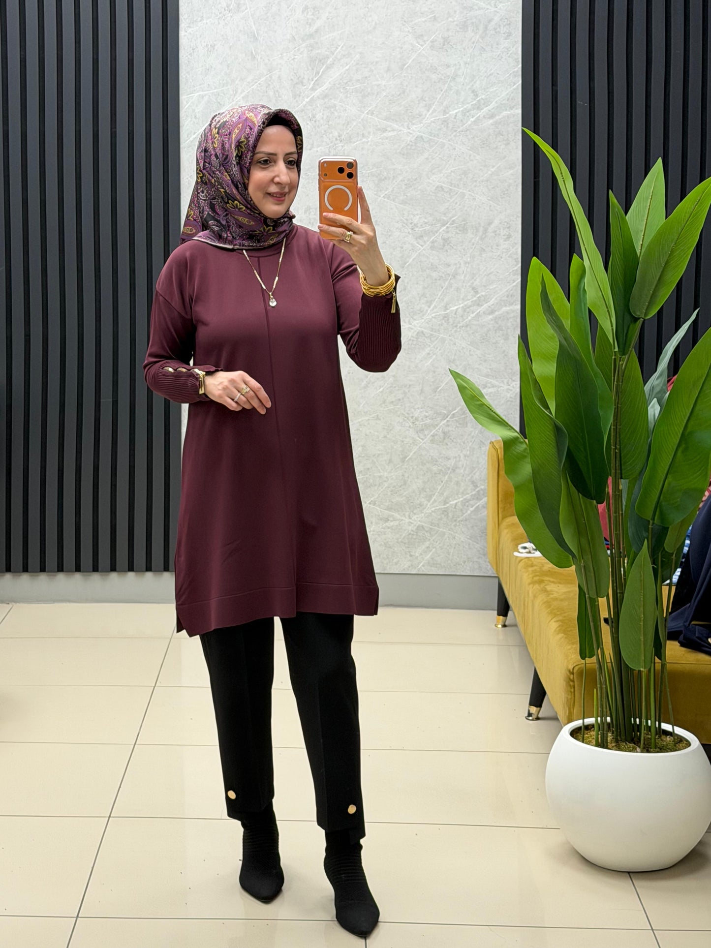 Tuğra Soğuk iplik merserize fermuarlı tunik